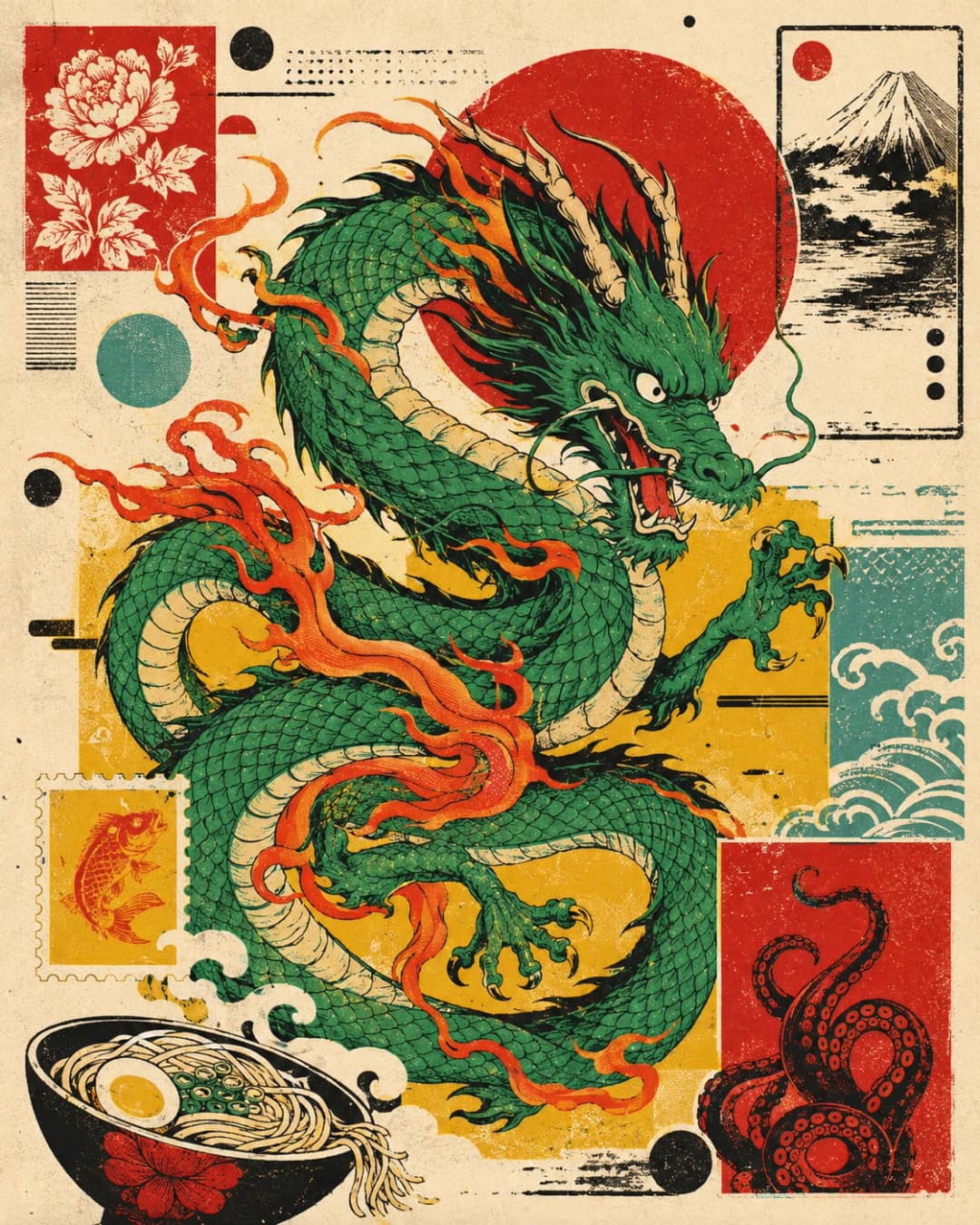 Dragon illustration motif